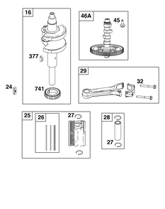 Crankshaft Group Diagram and Parts List for 543777-3224-J1 400000 - 699999 Briggs and Stratton Engine